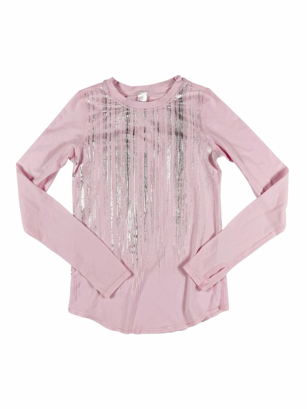 Ivivva Pink Metallic Stripe Long Sleeve Pima Cotton Top Size 8
